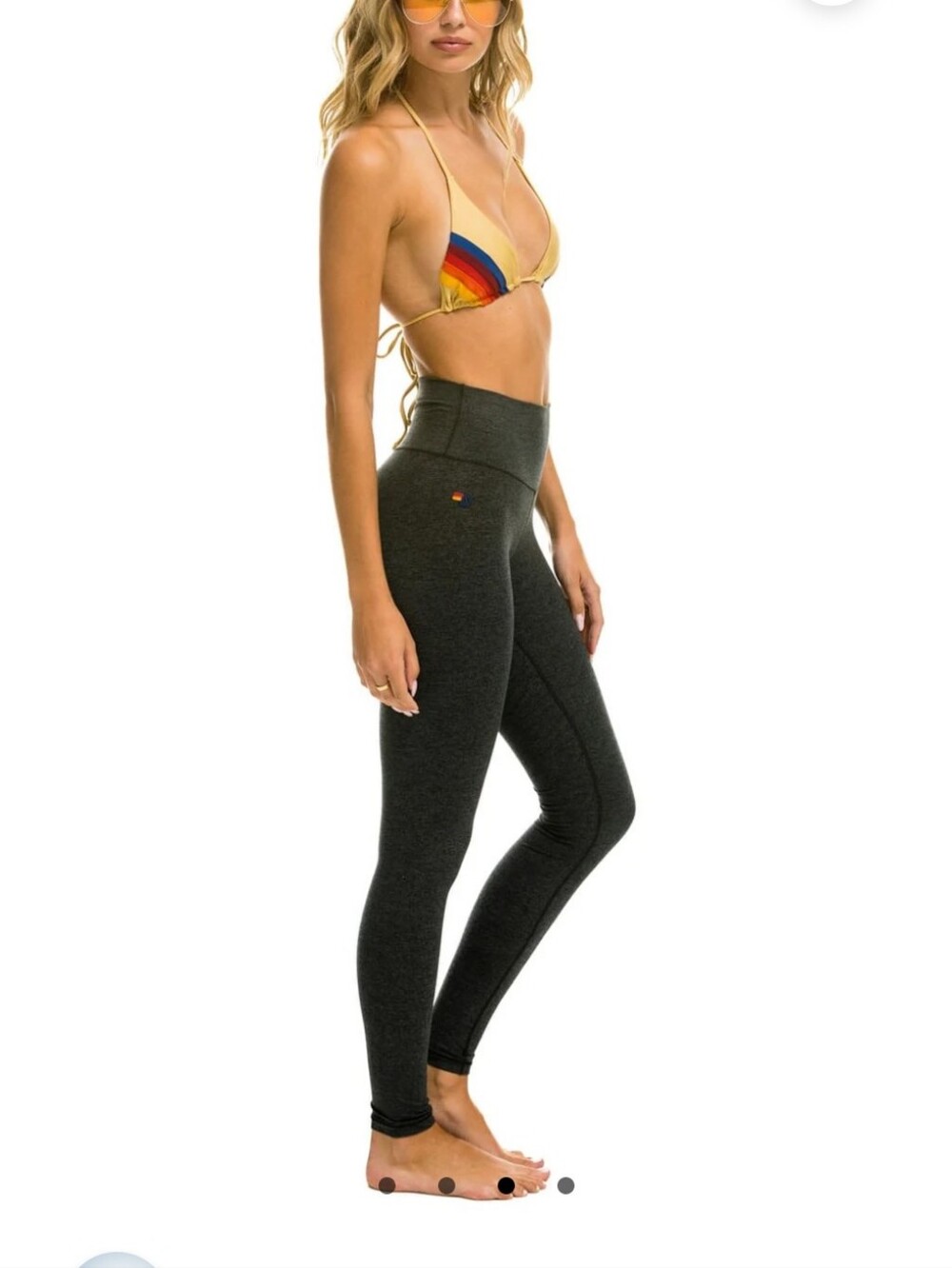 Aviator Nation NWT High-Waist Charcoal Gold Lightning Bolt Leggings